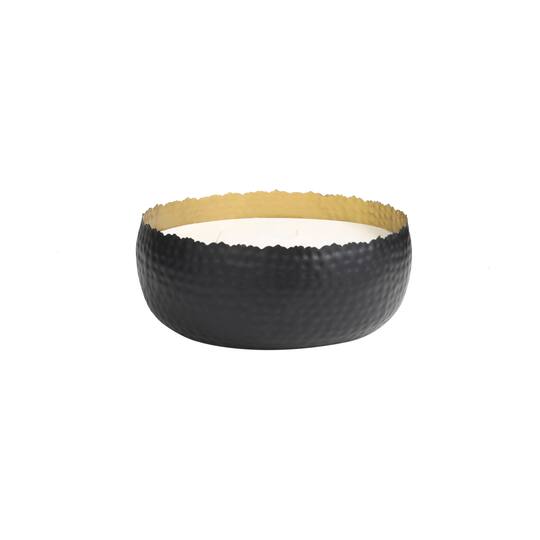 90oz Campfire Scented White 4 Wick Candle in Hammered Matte Black Bowl